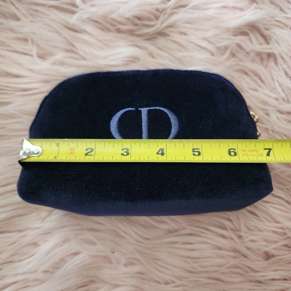 Christian Dior Beauty blue velvet zip makeup cosmetic bag